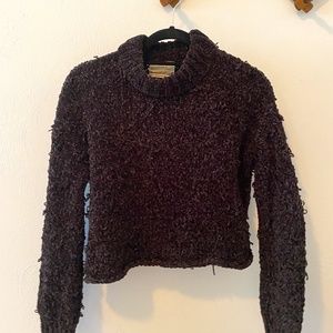 Urban Outfitters Slightly Cropped Black Distressed Turtle Neck Sweater